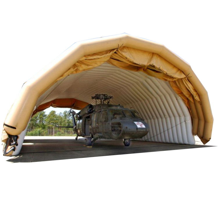 Giant inflatable aircraft hangar