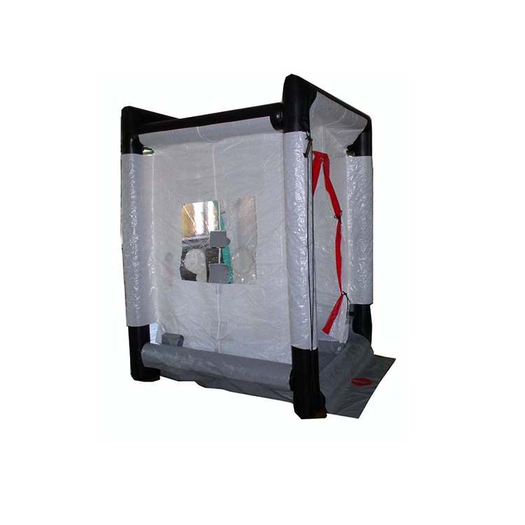 Inflatable shower tent for decontamination of personnel